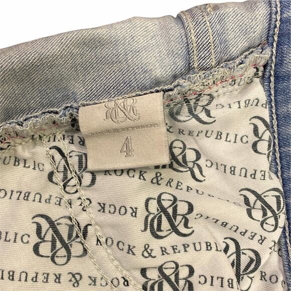 Rock & Republic Berlin Dreamcatcher Skinny Jeans Size 4 Blue White - Picture 12 of 14